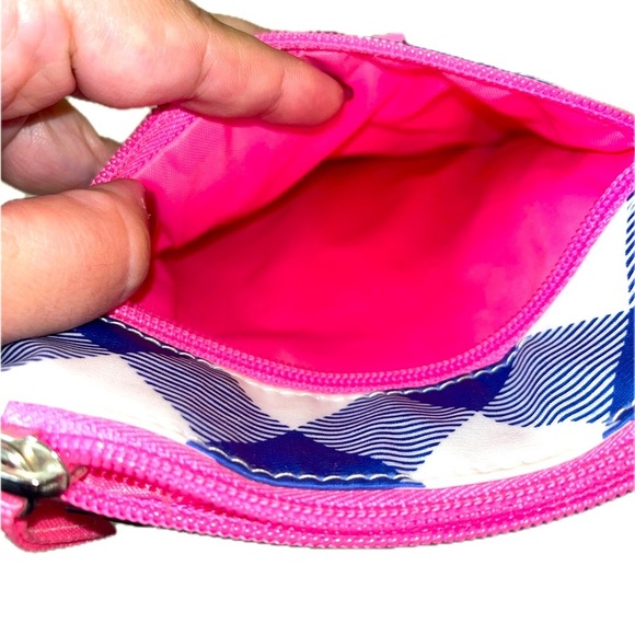 Scout Sally Go Lightly Crossbody Bag Navy Plaid Pink Trim - Picture 4 of 7